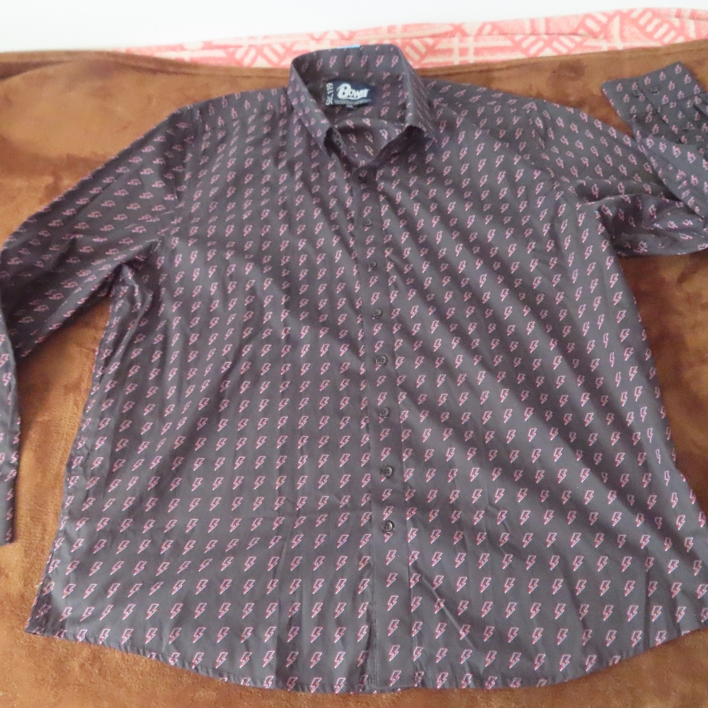 DAVID BOWIE 3XL DRESS SHIRT Aladdin Sane bolt long sleeve